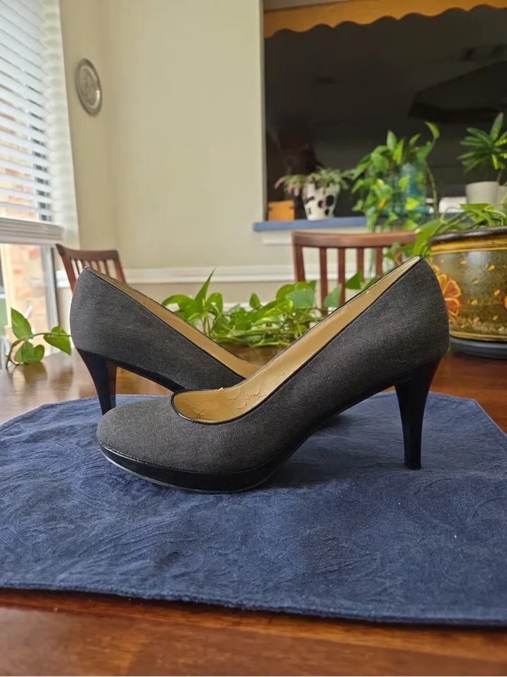 Time and Tru Charcoal Round-Toe Platform Pumps